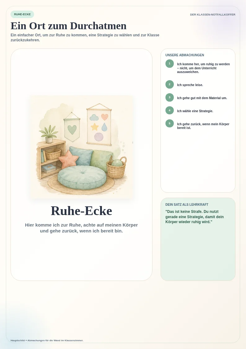Echte Seite der Ruhe-Ecke